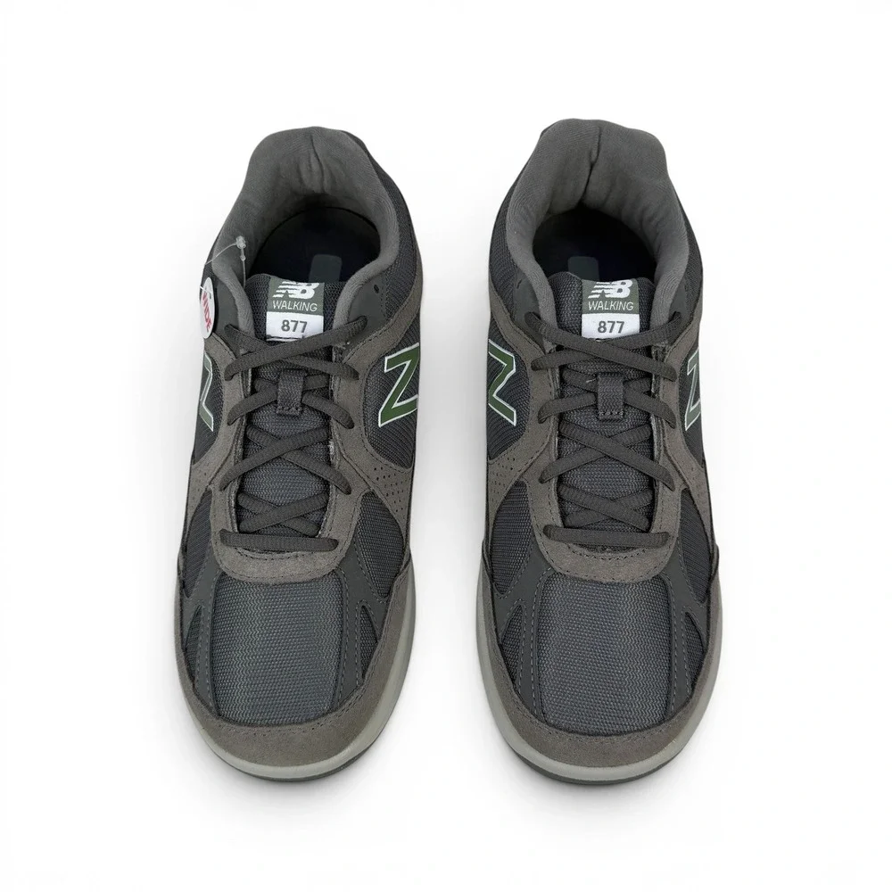 New Balance 877v1 Walking Shoes‎ Mens 8 Extra Wide 4E Grey Suede Green Logo